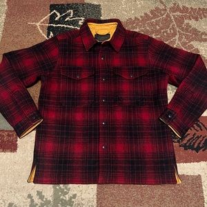 Filson Lined Mackinaw Wool Jac Shirt Medium Oxblood/Black Plaid *Limited Edition
